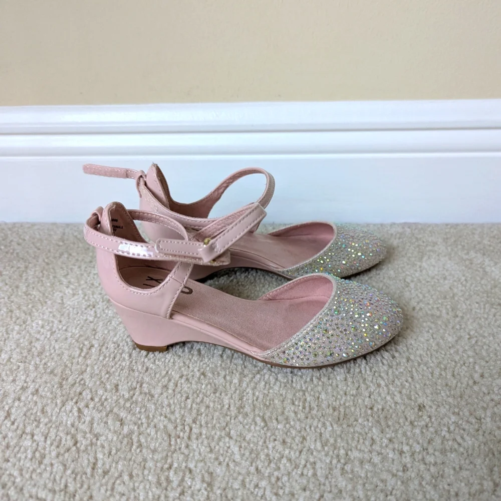 MIX NO. 6 | Girls Glitter Tiffany Wedge Pumps - Pink and Silver